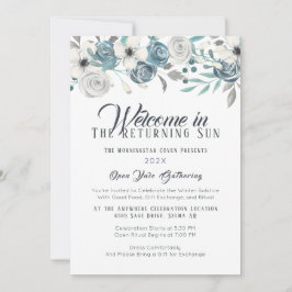 Blå och vit Blommigt Yule Winter Solstice Inbjudningar
