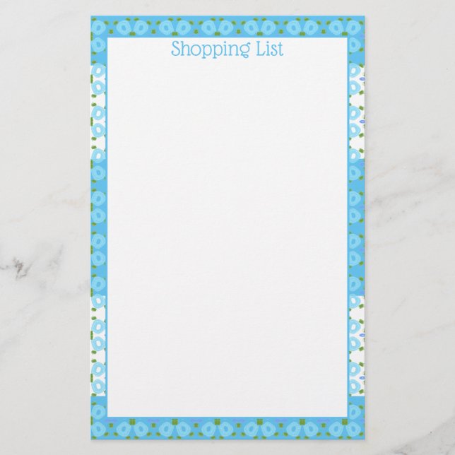 Blå och vit blomning brevpapper (Framsida)