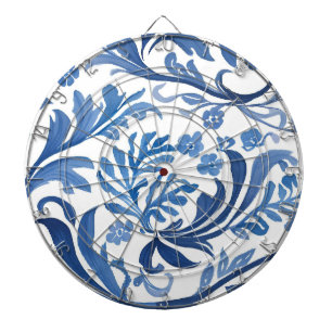 Blå och vit blomsterdesign   Chinoiserie-mönster Darttavla