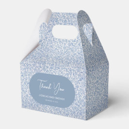 Blå och vit blomstertoalett pojke baby shower presentaskar
