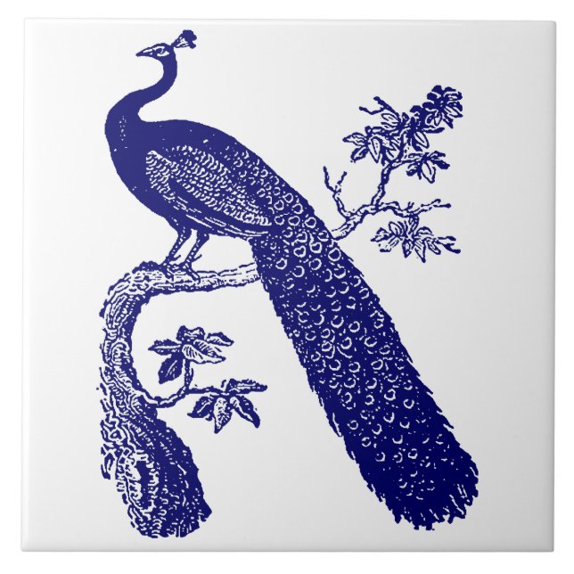 Blå och vit boskap kakelplatta (Framsidan)