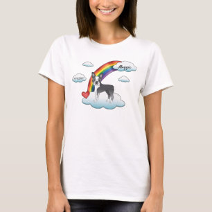 Blå Och Vit Boston Terrier Regnbågsminne T Shirt