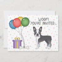 Blå Och Vit Boston Terrier Söt Hund - Födelsedag