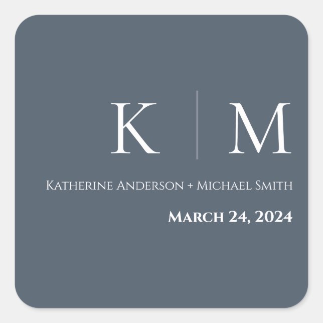 Blå och vit-Bröllop- Fyrkantigt Klistermärke (Framsida)
