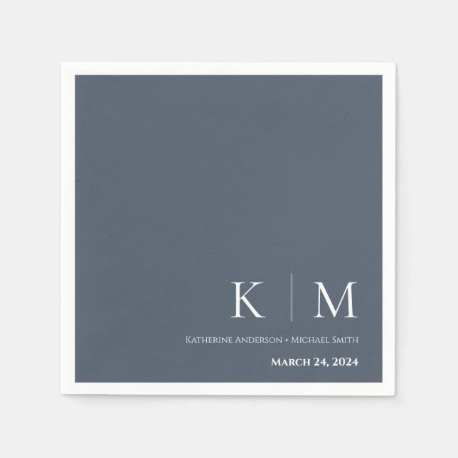 Blå och vit-Bröllop- Pappersservett (Framsidan)