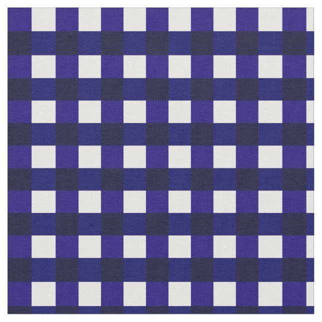 Blå och vit Buffalo Gingham Plaid Mönster Tyg (Närbild)