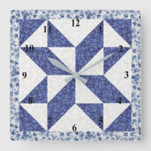 Blå och vit Calico Falsk Quilt