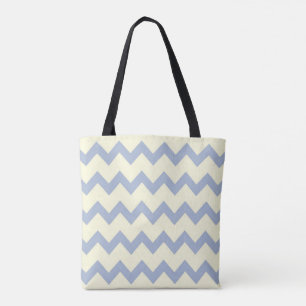 Blå och vit Chevron Beach Tote Tygkasse
