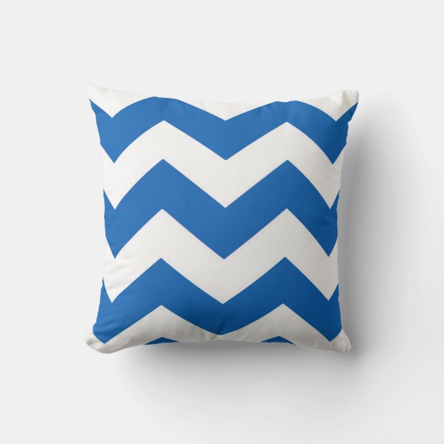 Blå och vit Chevron Mönster Pillow Kudde (Framsida)