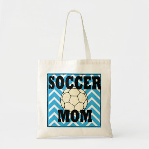 Blå och vit Chevron Soccer Mamma Tote Bag Tygkasse