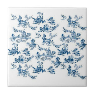 Blå och vit China Tile Mönster nr 102A Kakelplatta