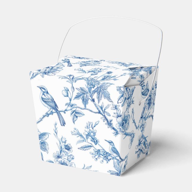 Blå och vit chinoiserie blomfåglar presentaskar (Framsidan Sidan)