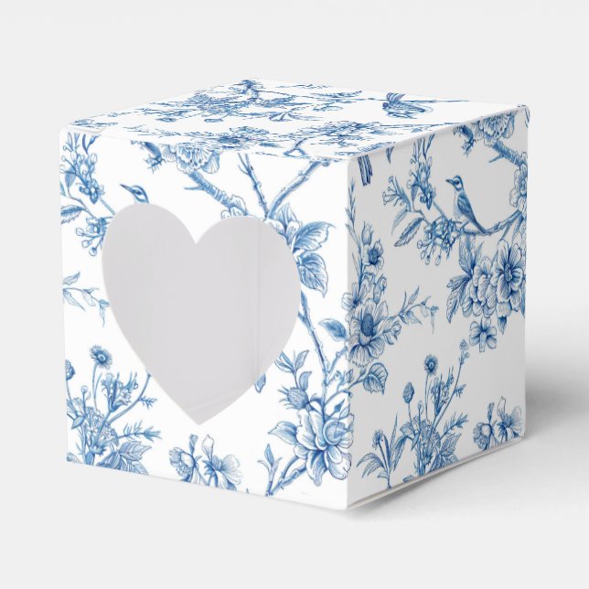 Blå och vit chinoiserie blomfåglar presentaskar (Framsidan Sidan)