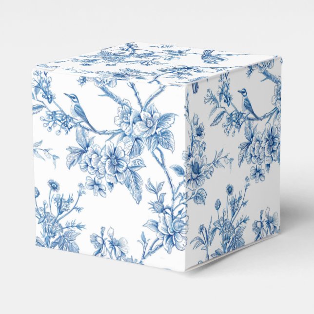 Blå och vit chinoiserie blomfåglar presentaskar (Framsidan Sidan)
