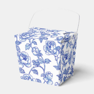 Blå och vit chinoiserie blomstermönster presentaskar