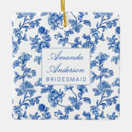 Blå och vit chinoiserie brudtillsägargåva julgransprydnad keramik