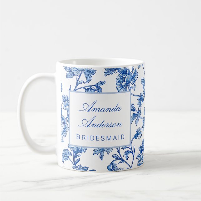 Blå och vit Chinoiserie Brudtjänstpresent Kaffemugg (Vänster)
