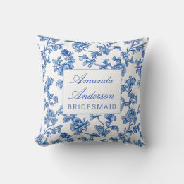 Blå och vit chinoiserie brudtjänstpresent kudde