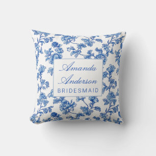 Blå och vit chinoiserie brudtjänstpresent kudde