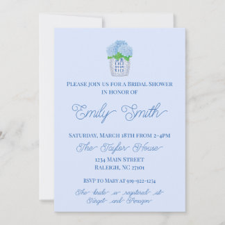 Blå och vit Chinoiserie Hydrangea-Möhippa Inbjudningar