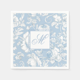 Blå och vit chinoiserie monogram pappersservett