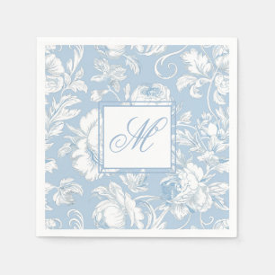 Blå och vit chinoiserie monogram pappersservett