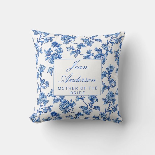 Blå och vit chinoiserie Mor till Bruden Kudde (Framsida)
