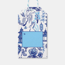 Blå och vit Chinoiserie Rabbit Gift-Märkre