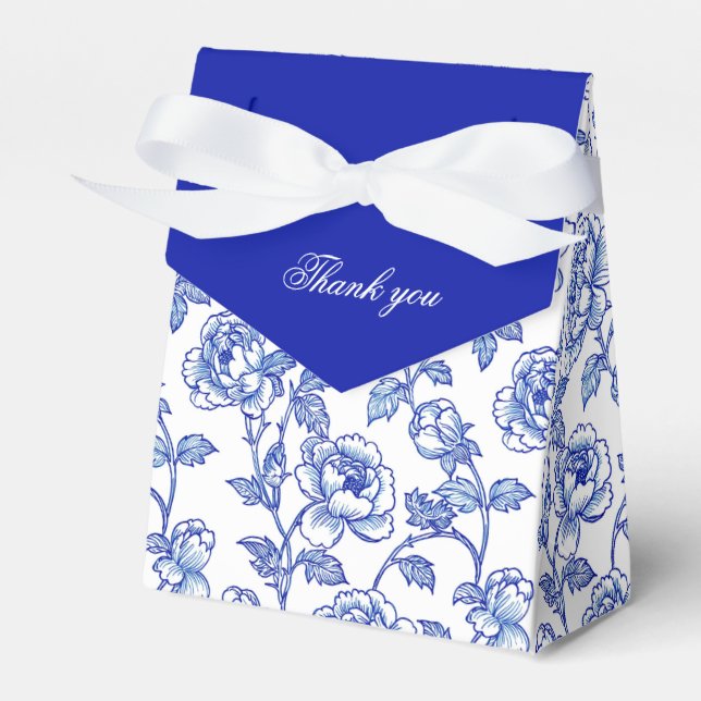 Blå och vit chinoiserie Tack Presentaskar (Framsidan Sidan)