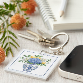 Blå och vit Chinoiserie Vas med Hydrangeas