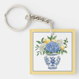 Blå och vit Chinoiserie Vas med Hydrangeas