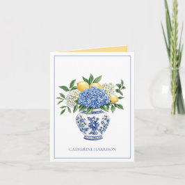 Blå och vit Chinoiserie Vas med Hydrangeas Anteckningskort