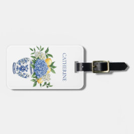 Blå och vit Chinoiserie Vas med Hydrangeas Bagagebricka