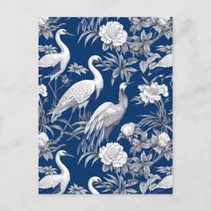 Blå och vit Chinoserie-seriens design 7 Vykort