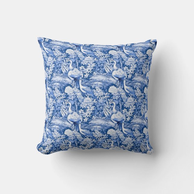 Blå och vit Chinoserie-seriens design 8 Kudde (Framsida)