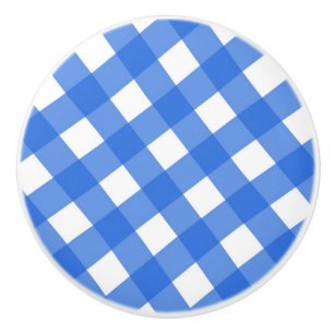 Blå och vit countrygingham rutig knopp