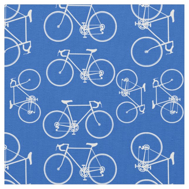 Blå och vit cykel mönster tyg (Närbild)