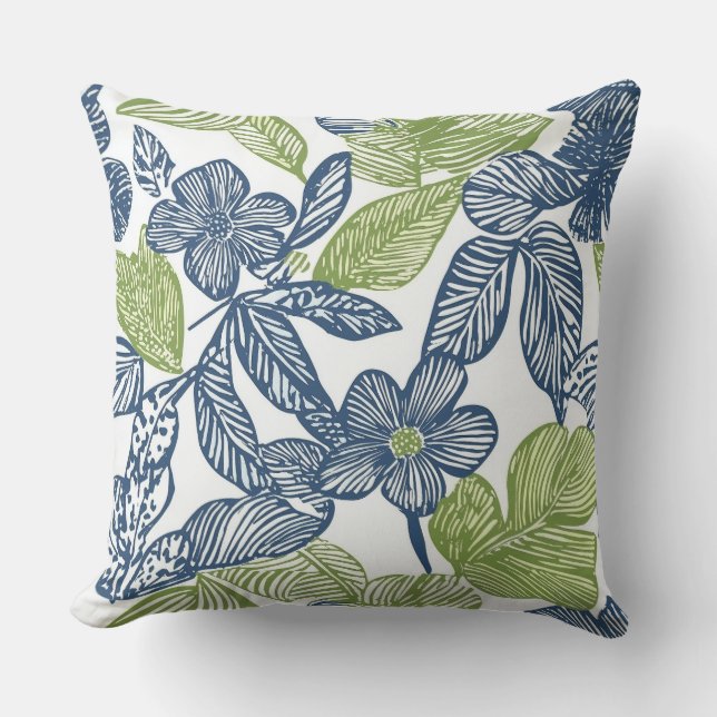 Blå och vit Dekorativ kudde (Framsida)