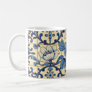 Blå och vit dekorativ panel kaffemugg