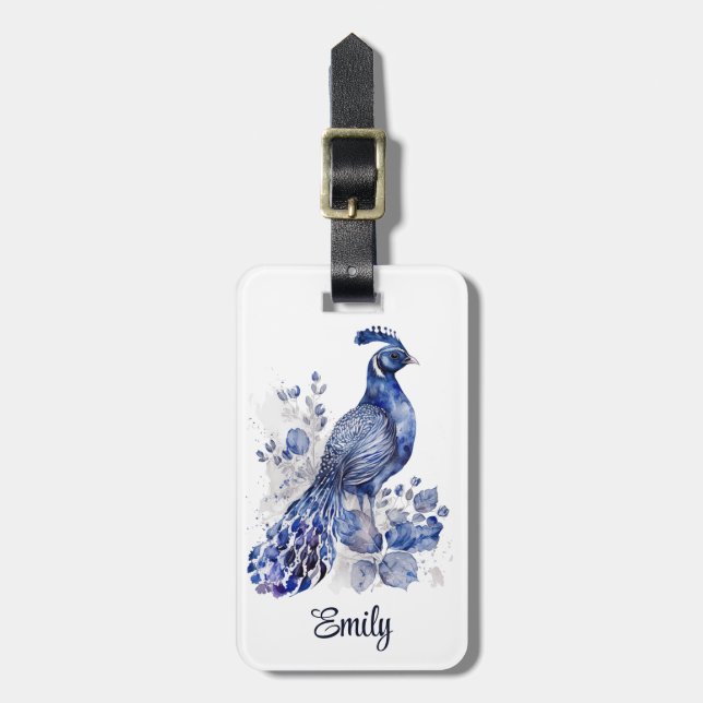 Blå och vit Delft stil-påk med blommor Bagagebricka (Vertikal Framsida)