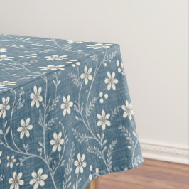 Blå och vit denimlook med vita blommor