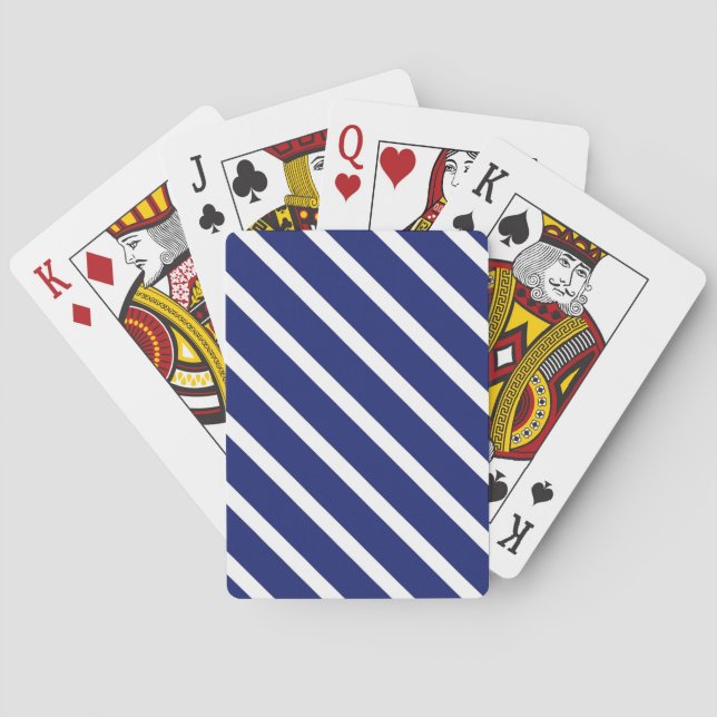Blå och vit diagonal-Rand-spelkort Casinokort (Baksidan)