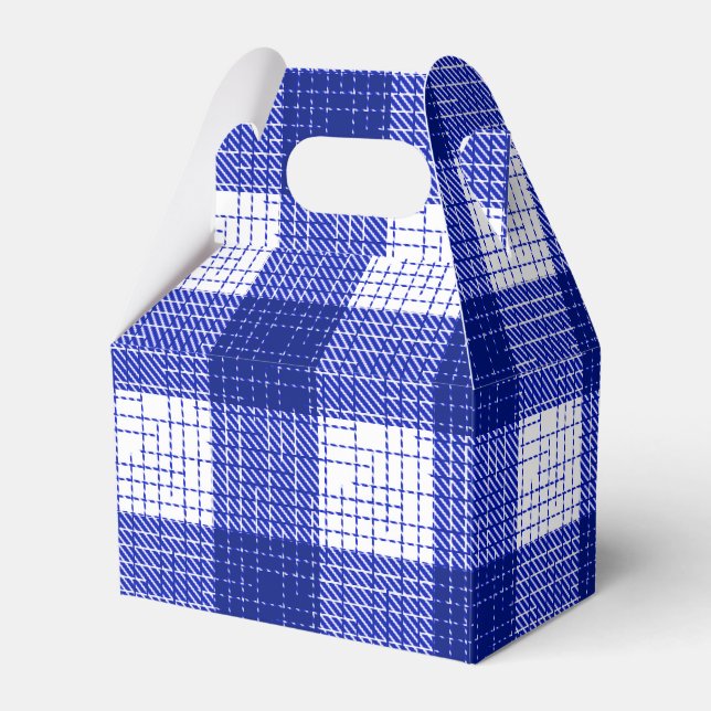 Blå och vit djärv rutig pläd design presentaskar (Framsidan Sidan)