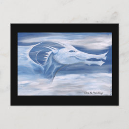 Blå och vit dragon vykort