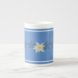 Blå och vit Edelweiss Benporسلinmugg Benporslin Mugg
