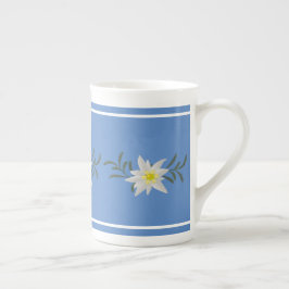 Blå och vit Edelweiss  Benporسلinmugg Benporslin Mugg