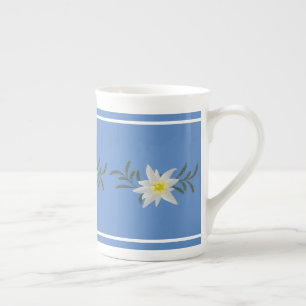 Blå och vit Edelweiss Benporسلinmugg Benporslin Mugg