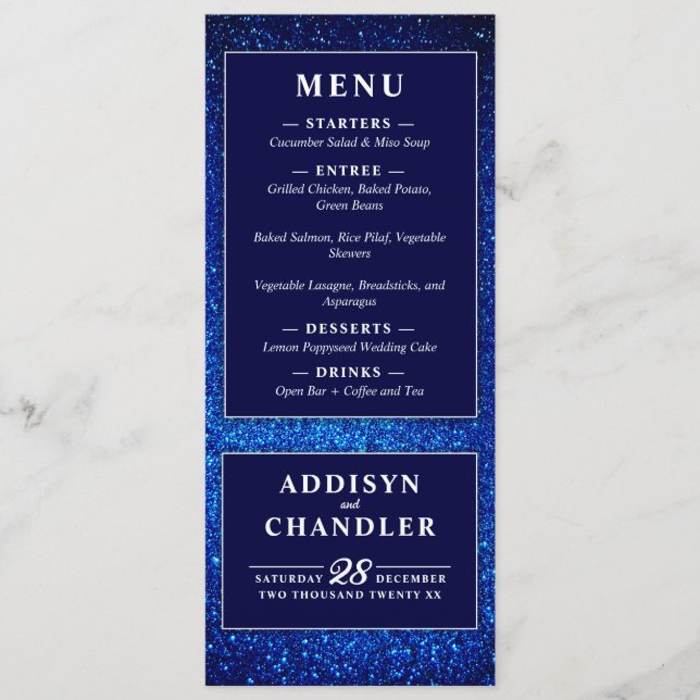 Blå och vit Elegant Enkel modern Bröllop Program (Framsida)