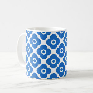 Blå och vit enkel blomster mönster retro blomster kaffemugg