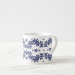 Blå och vit Espresso Ceramic Mugg Espressomugg